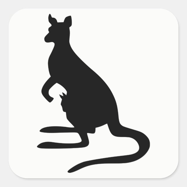Kangaroo Silhouette Square Sticker (Front)