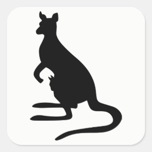 Kangaroo Silhouette Square Sticker