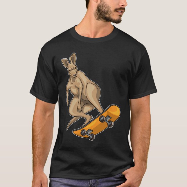 Kangaroo Skater Skateboard Sports T-Shirt (Front)