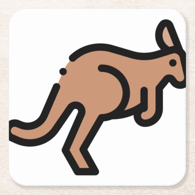 Kangaroo Square Paper Coaster (Front)