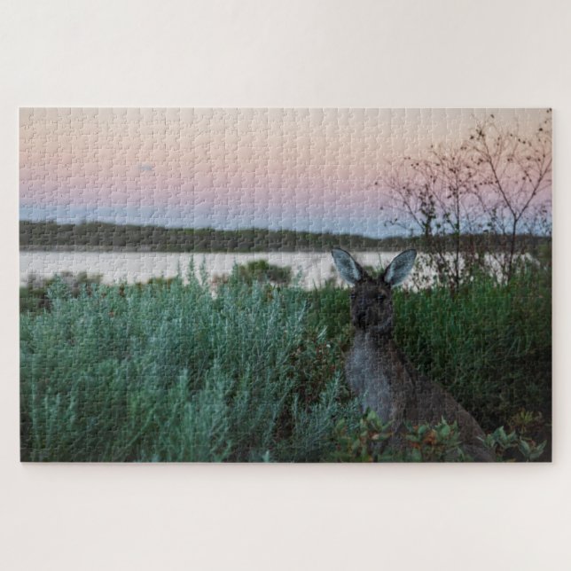 Kangaroo Sunset at the Lake Australia, 1014 pieces Jigsaw Puzzle (Horizontal)