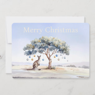 Kangaroo under gumtree with Christmas baubles Holiday Card