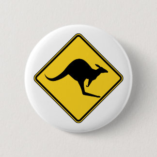 kangaroo warning danger in australia day 6 cm round badge