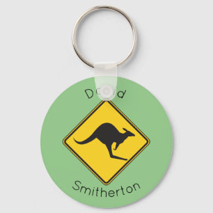 Kangaroo Warning Sign Keychain Gift Australia