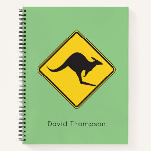 Kangaroo Warning Sign Notebook Personalised