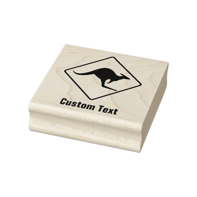 Kangaroo Warning Sign Rubber Stamp (Stamp)