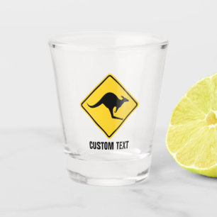 Kangaroo Warning Sign Shot Glass