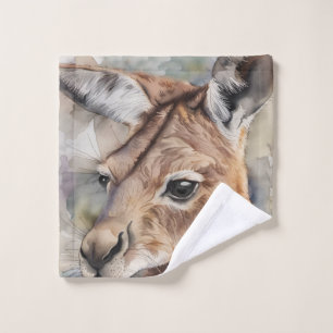Kangaroo Watercolor Art  Bath Towel Set