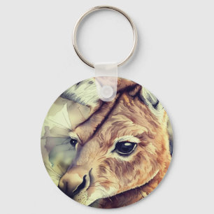 Kangaroo Watercolor Art  Key Ring