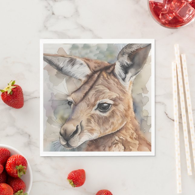 Kangaroo Watercolor Art  Napkin (Insitu)