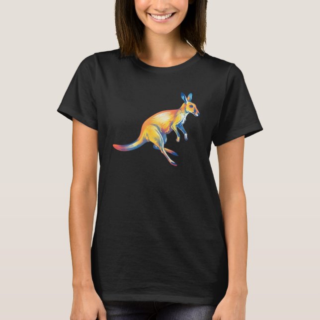 Kangaroo Watercolor Graphic Australia Exotic Anima T-Shirt (Front)