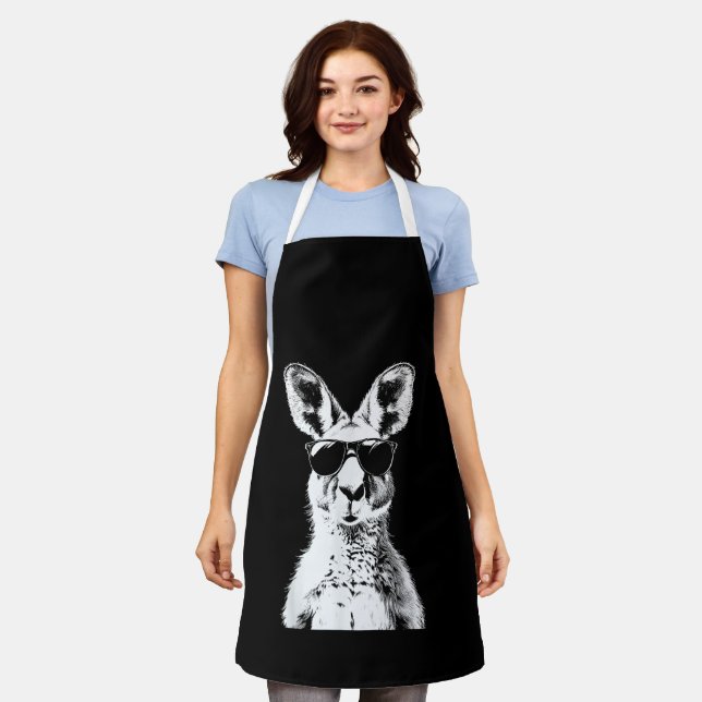Kangaroo Wearing Sunglasses Funny Animal Australia Apron (Worn)