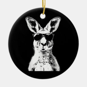 Kangaroo Wearing Sunglasses Funny Animal Australia Ceramic Tree Decoration