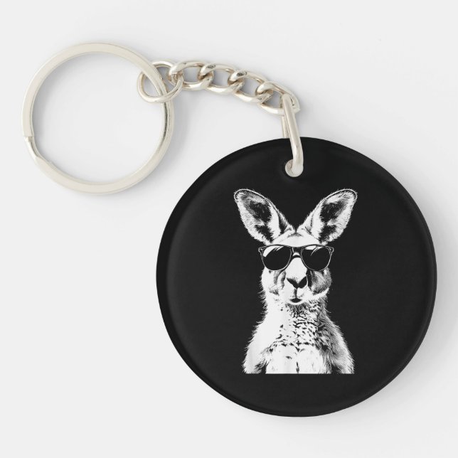 Kangaroo Wearing Sunglasses Funny Animal Australia Key Ring (Front)