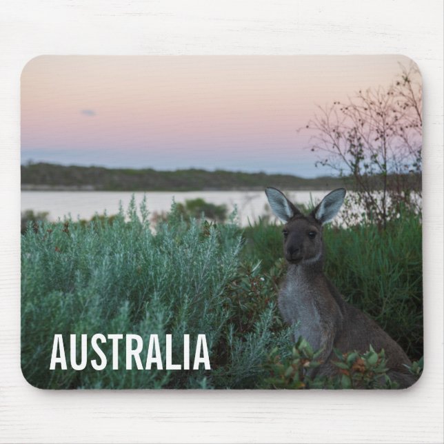 Kangaroo Wildlife Sunset Lake Australia Mouse Mat (Front)