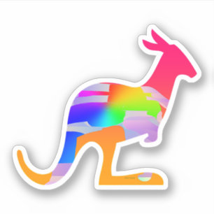 Kangaroo With Colours Sticker