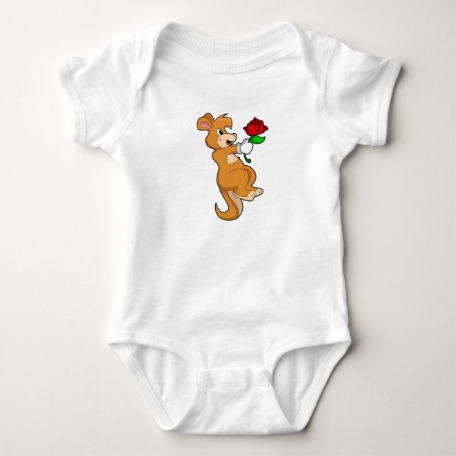 Kangaroo with Flower Baby Bodysuit (Front)
