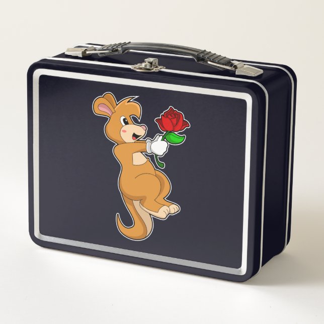Kangaroo with Flower Metal Lunch Box (Front)