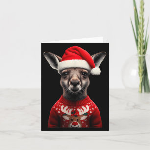 Kangaroo With Santa Hat Christmas Australia Xmas Z Card