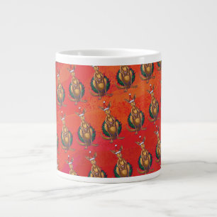 Kangaroo Xmas On Red Large Coffee Mug