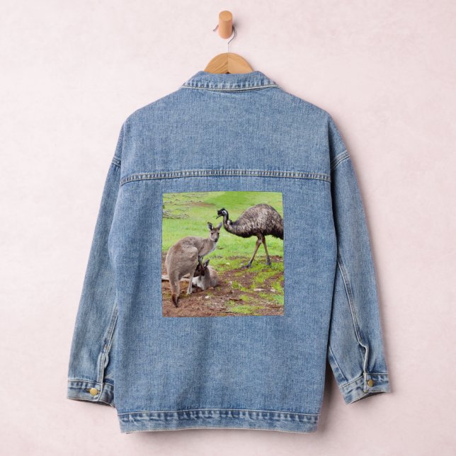 Kangaroos And Emu, Ladies Denim Jacket (Hangar)