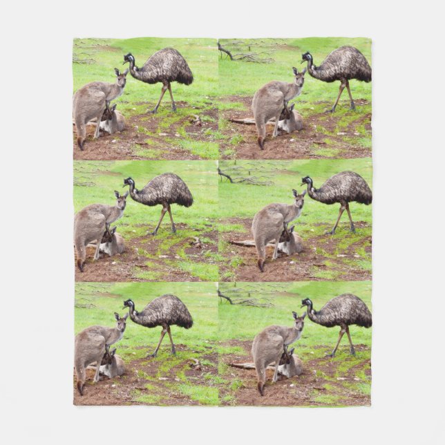 Kangaroos And Emu, Mediuml Fleece Blanket. Blanket (Front)