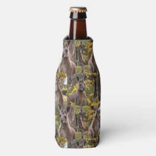 Kangaroos And Wattle Trees Photo Collage, Bottle Cooler