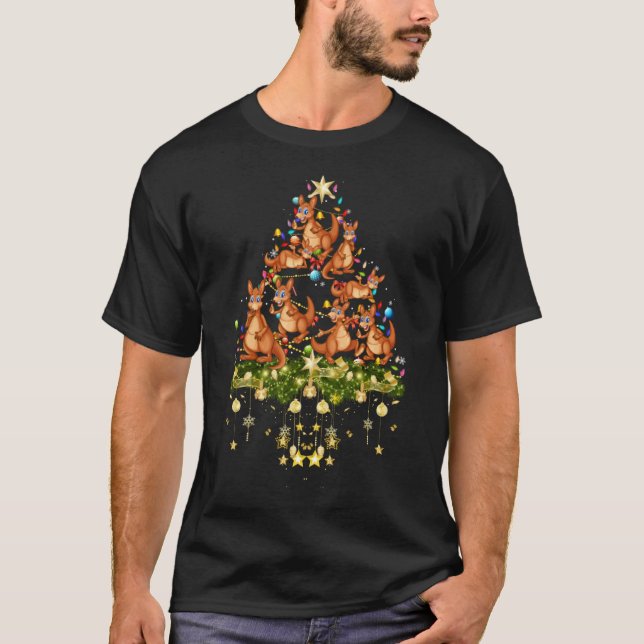 Kangaroos Christmas Tree Lights Holiday Kangaroo T-Shirt (Front)