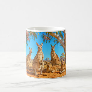 Kangaroos gather under gumtree coffee mug
