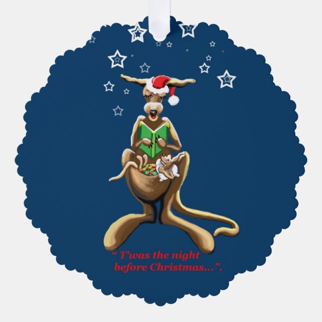 Kangaroos night before Christmas Tree Decoration Card (Front)