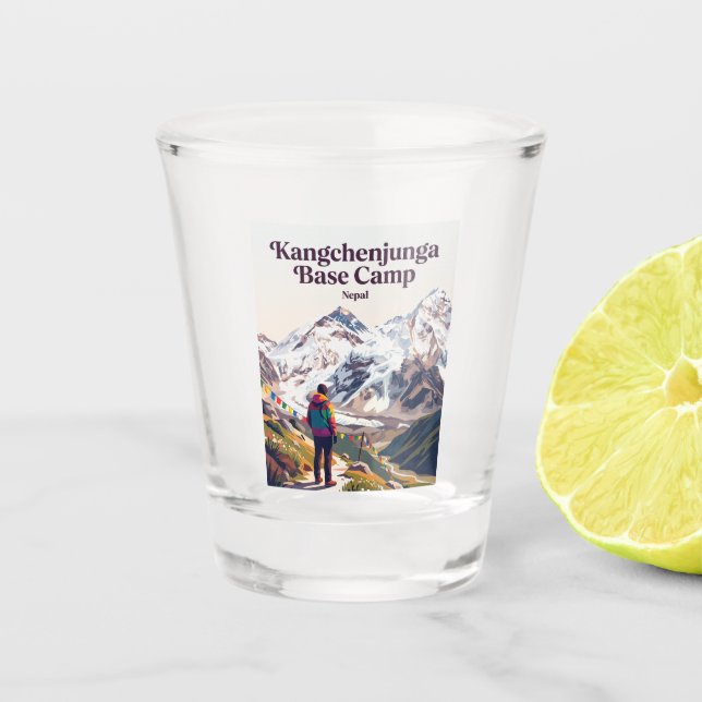 Kangchenjunga Base Camp Nepal Shot Glass (Front)