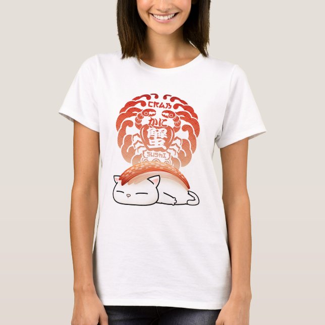 Kani Crab Sushi Cat  T-Shirt (Front)