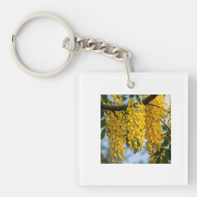 Kanikonna Golden Shower Tree Botanical Single Key Ring (Front)