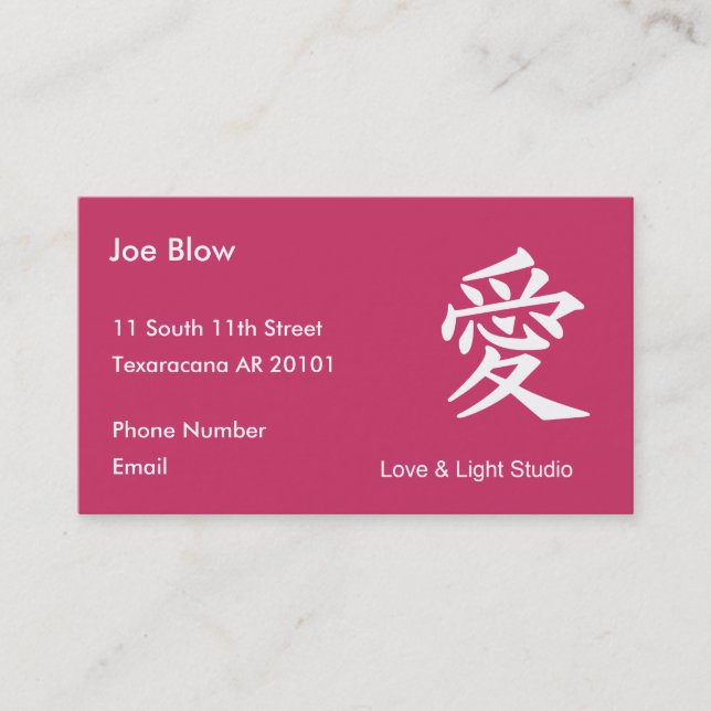 Kanji Character for LOVE Appointment Card (Front)