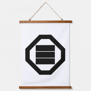 Kanji characters for three on tray hanging tapestry