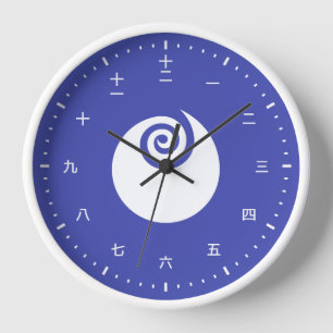 Kanji clock face with flag of Ibaraki  Japan
