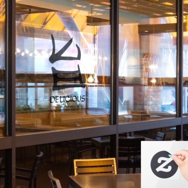 Kanji Delicious black see through window cling (Restaurant Window)