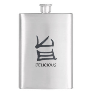 Kanji Delicious black stainless steel flask