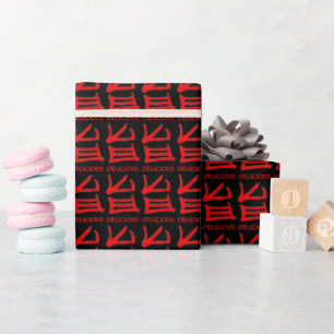 Kanji Delicious red black glossy wrapping paper
