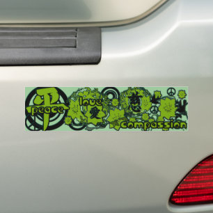 Kanji for Peace-Love-Compassion Bumper Sticker