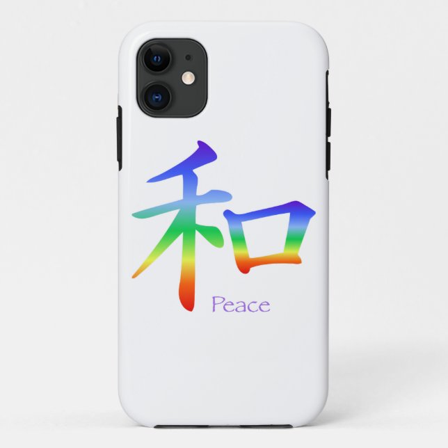 Kanji Peace Symbol in Chakra Colours Case-Mate iPhone Case (Back)