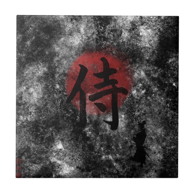 Kanji Samurai Grunge 2 Tile (Front)