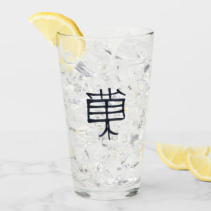 Kanji Treat black glass tumbler