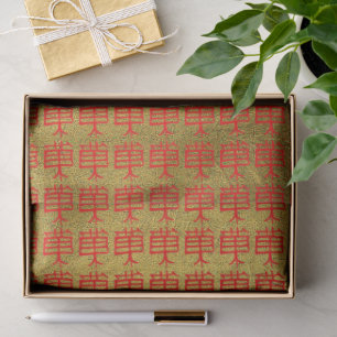 Kanji Treat red gold vein tissue paper