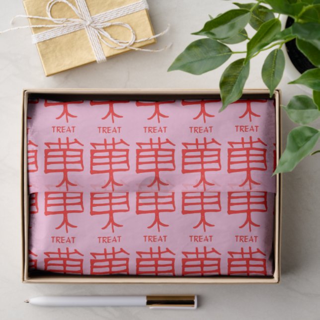 Kanji Treat red pink tissue paper (Gift)