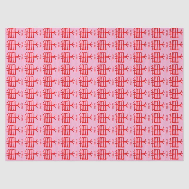 Kanji Treat red pink tissue paper (Front)