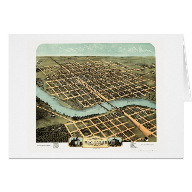Kankakee, IL Panoramic Map - 1869 (Front Horizontal)