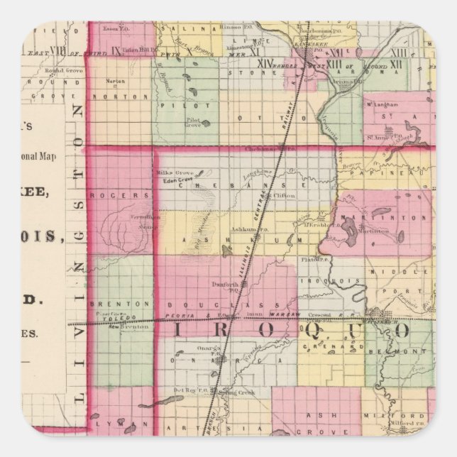 Kankakee, Iroquois, Ford counties Square Sticker (Front)