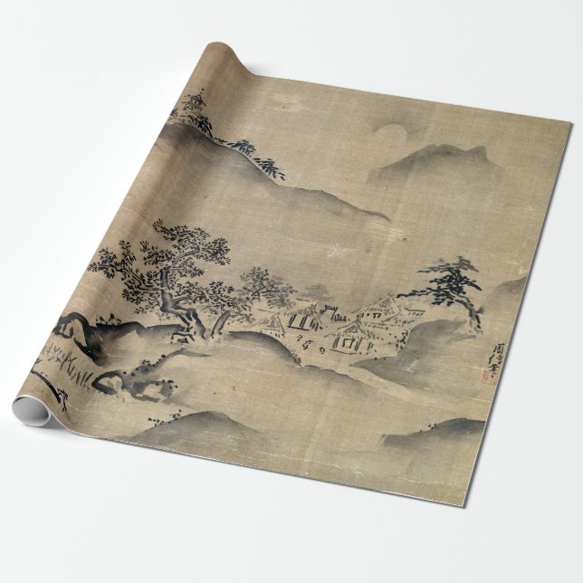 Kano Chikanobu Landscape Wrapping Paper (Unrolled)