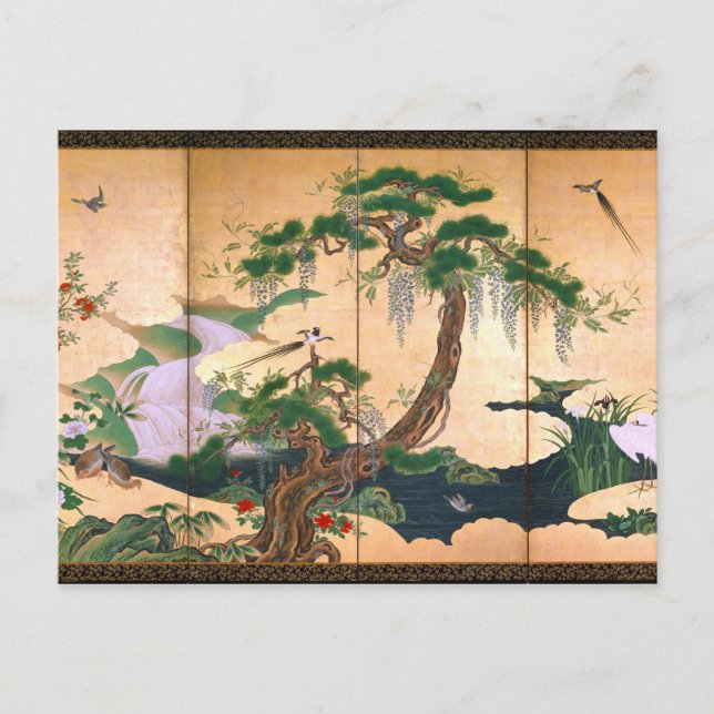 Kano Eino Birds and Flowers of Spring and Summer Postcard (Front)